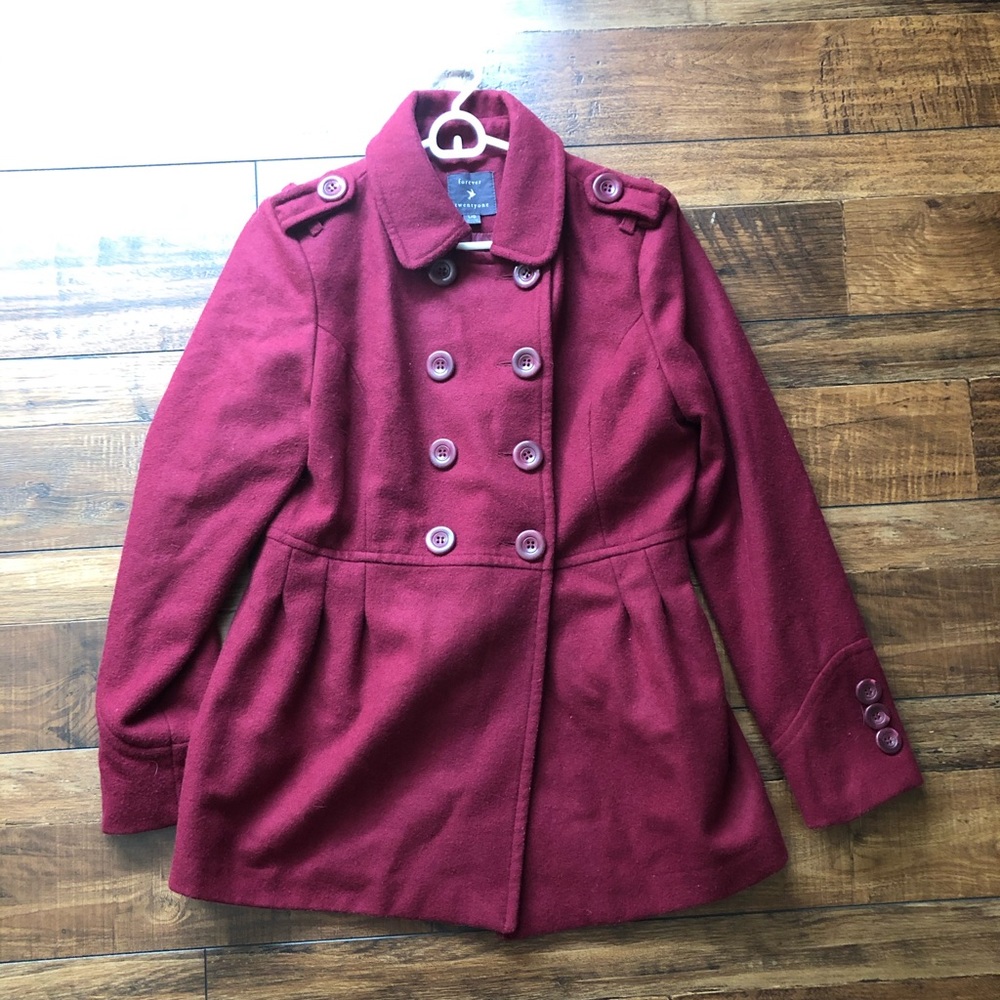FOREVER 21 Wool Peplum Coat